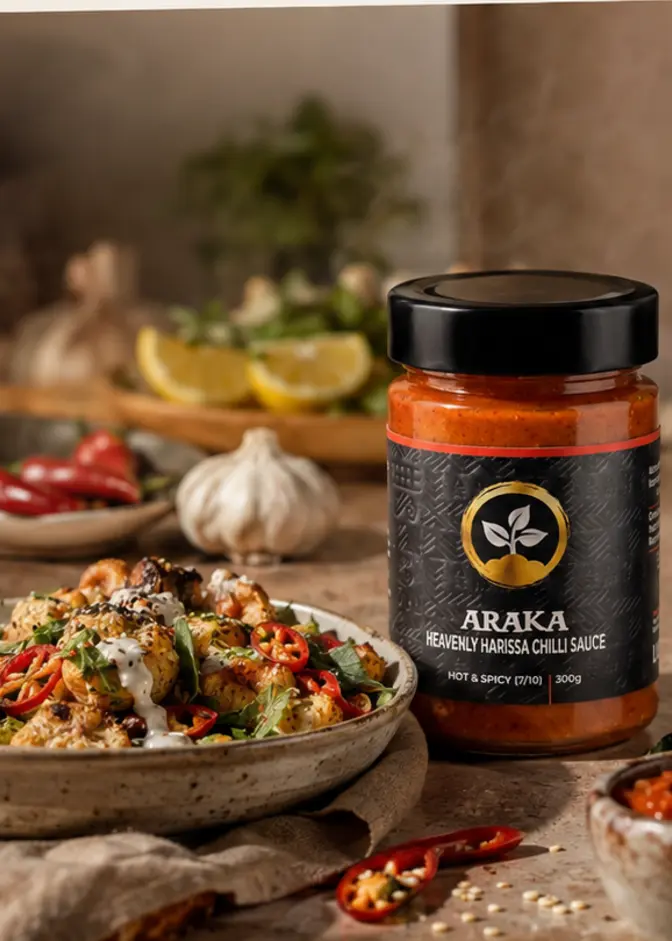 Araka Heavenly Harissa sauce with fresh chillies and garlic